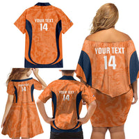 Custom Netherlands Football Family Matching Off Shoulder Short Dress and Hawaiian Shirt 2026 Come On Oranje - Wonder Print Shop
