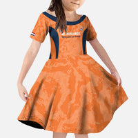Custom Netherlands Football Kid Short Sleeve Dress 2026 Come On Oranje - Wonder Print Shop