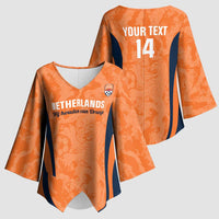 Custom Netherlands Football Kimono Sleeve Blouse 2026 Come On Oranje - Wonder Print Shop