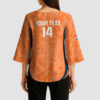 Custom Netherlands Football Kimono Sleeve Blouse 2026 Come On Oranje - Wonder Print Shop