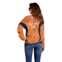 Custom Netherlands Football Off Shoulder Sweater 2026 Come On Oranje - Wonder Print Shop