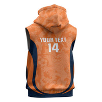 Custom Netherlands Football Sleeveless Zip Hoodie 2026 Come On Oranje - Wonder Print Shop