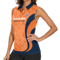 Custom Netherlands Football Women Sleeveless Polo Shirt 2026 Come On Oranje - Wonder Print Shop