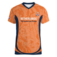 Custom Netherlands Football Women V-Neck T-Shirt 2026 Come On Oranje - Wonder Print Shop