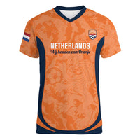 Custom Netherlands Football Women V-Neck T-Shirt 2026 Come On Oranje - Wonder Print Shop