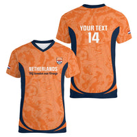 Custom Netherlands Football Women V-Neck T-Shirt 2026 Come On Oranje - Wonder Print Shop