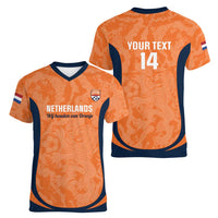 Custom Netherlands Football Women V-Neck T-Shirt 2026 Come On Oranje - Wonder Print Shop