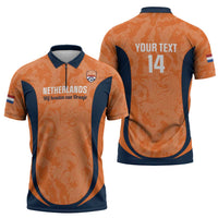 Custom Netherlands Football Zipper Polo Shirt 2026 Come On Oranje - Wonder Print Shop