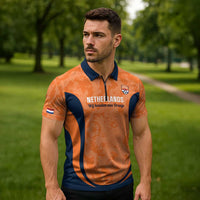 Custom Netherlands Football Zipper Polo Shirt 2026 Come On Oranje - Wonder Print Shop