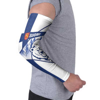 Personalised Finland Independence Day Arm Sleeves Suomi 1917 Proud Flag Finnish Folk Pattern - Wonder Print Shop