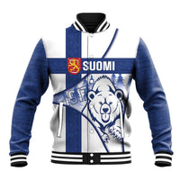 Personalised Finland Independence Day Baseball Jacket Suomi 1917 Proud Flag Finnish Folk Pattern - Wonder Print Shop