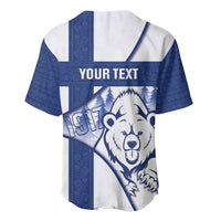 Personalised Finland Independence Day Baseball Jersey Suomi 1917 Proud Flag Finnish Folk Pattern - Wonder Print Shop