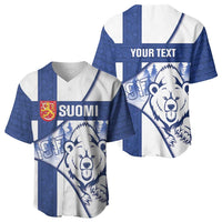 Personalised Finland Independence Day Baseball Jersey Suomi 1917 Proud Flag Finnish Folk Pattern - Wonder Print Shop