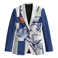 Personalised Finland Independence Day Blazer Suomi 1917 Proud Flag Finnish Folk Pattern - Wonder Print Shop