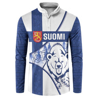 Personalised Finland Independence Day Button Sweatshirt Suomi 1917 Proud Flag Finnish Folk Pattern - Wonder Print Shop