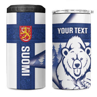 Personalised Finland Independence Day 4 in 1 Can Cooler Tumbler Suomi 1917 Proud Flag Finnish Folk Pattern - Wonder Print Shop