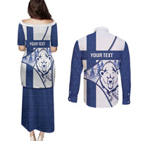 Personalised Finland Independence Day Couples Matching Puletasi and Long Sleeve Button Shirt Suomi 1917 Proud Flag Finnish Folk Pattern - Wonder Print Shop