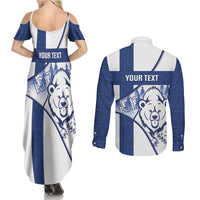 Personalised Finland Independence Day Couples Matching Summer Maxi Dress and Long Sleeve Button Shirt Suomi 1917 Proud Flag Finnish Folk Pattern - Wonder Print Shop