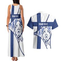 Personalised Finland Independence Day Couples Matching Tank Maxi Dress and Hawaiian Shirt Suomi 1917 Proud Flag Finnish Folk Pattern - Wonder Print Shop