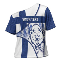 Personalised Finland Independence Day Cross Shoulder Shirt Suomi 1917 Proud Flag Finnish Folk Pattern - Wonder Print Shop