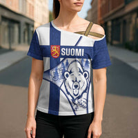 Personalised Finland Independence Day Cross Shoulder Shirt Suomi 1917 Proud Flag Finnish Folk Pattern - Wonder Print Shop