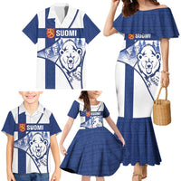 Personalised Finland Independence Day Family Matching Mermaid Dress and Hawaiian Shirt Suomi 1917 Proud Flag Finnish Folk Pattern - Wonder Print Shop