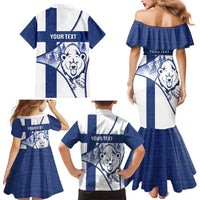 Personalised Finland Independence Day Family Matching Mermaid Dress and Hawaiian Shirt Suomi 1917 Proud Flag Finnish Folk Pattern - Wonder Print Shop