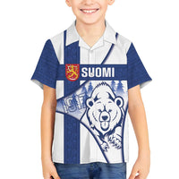 Personalised Finland Independence Day Family Matching Off Shoulder Short Dress and Hawaiian Shirt Suomi 1917 Proud Flag Finnish Folk Pattern - Wonder Print Shop