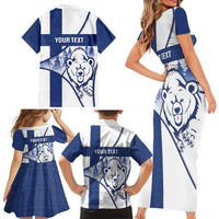 Personalised Finland Independence Day Family Matching Short Sleeve Bodycon Dress and Hawaiian Shirt Suomi 1917 Proud Flag Finnish Folk Pattern - Wonder Print Shop
