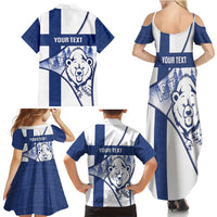 Personalised Finland Independence Day Family Matching Summer Maxi Dress and Hawaiian Shirt Suomi 1917 Proud Flag Finnish Folk Pattern - Wonder Print Shop
