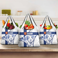 Finland Independence Day Grocery Bag Suomi 1917 Proud Flag Finnish Folk Pattern - Wonder Print Shop