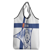 Finland Independence Day Grocery Bag Suomi 1917 Proud Flag Finnish Folk Pattern - Wonder Print Shop