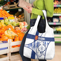Finland Independence Day Grocery Bag Suomi 1917 Proud Flag Finnish Folk Pattern - Wonder Print Shop