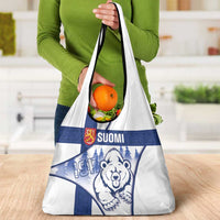 Finland Independence Day Grocery Bag Suomi 1917 Proud Flag Finnish Folk Pattern - Wonder Print Shop