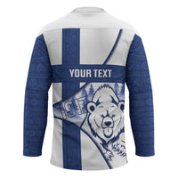 Personalised Finland Independence Day Hockey Jersey Suomi 1917 Proud Flag Finnish Folk Pattern - Wonder Print Shop