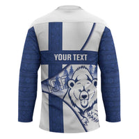 Personalised Finland Independence Day Hockey Jersey Suomi 1917 Proud Flag Finnish Folk Pattern - Wonder Print Shop
