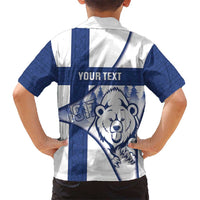 Personalised Finland Independence Day Kid Hawaiian Shirt Suomi 1917 Proud Flag Finnish Folk Pattern - Wonder Print Shop