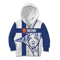 Personalised Finland Independence Day Kid Hoodie Suomi 1917 Proud Flag Finnish Folk Pattern - Wonder Print Shop