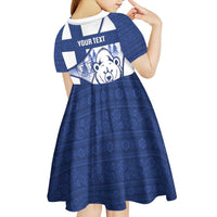 Personalised Finland Independence Day Kid Short Sleeve Dress Suomi 1917 Proud Flag Finnish Folk Pattern - Wonder Print Shop
