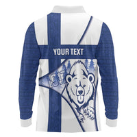 Personalised Finland Independence Day Long Sleeve Polo Shirt Suomi 1917 Proud Flag Finnish Folk Pattern - Wonder Print Shop