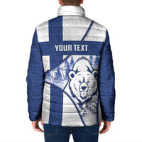 Personalised Finland Independence Day Padded Jacket Suomi 1917 Proud Flag Finnish Folk Pattern - Wonder Print Shop