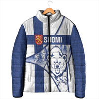 Personalised Finland Independence Day Padded Jacket Suomi 1917 Proud Flag Finnish Folk Pattern - Wonder Print Shop