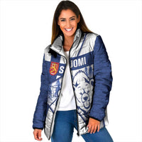 Personalised Finland Independence Day Padded Jacket Suomi 1917 Proud Flag Finnish Folk Pattern - Wonder Print Shop