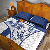 Finland Independence Day Quilt Bed Set Suomi 1917 Proud Flag Finnish Folk Pattern - Wonder Print Shop