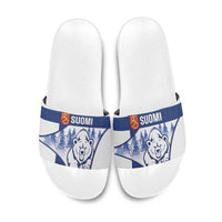 Finland Independence Day Slide Sandals Suomi 1917 Proud Flag Finnish Folk Pattern - Wonder Print Shop