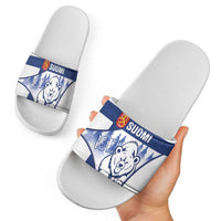 Finland Independence Day Slide Sandals Suomi 1917 Proud Flag Finnish Folk Pattern - Wonder Print Shop