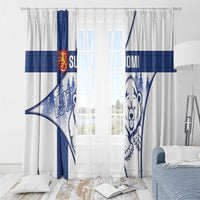 Finland Independence Day Window Curtain Suomi 1917 Proud Flag Finnish Folk Pattern - Wonder Print Shop