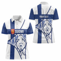 Personalised Finland Independence Day Women Polo Shirt Suomi 1917 Proud Flag Finnish Folk Pattern - Wonder Print Shop
