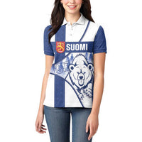 Personalised Finland Independence Day Women Polo Shirt Suomi 1917 Proud Flag Finnish Folk Pattern - Wonder Print Shop