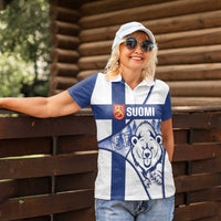 Personalised Finland Independence Day Women Polo Shirt Suomi 1917 Proud Flag Finnish Folk Pattern - Wonder Print Shop